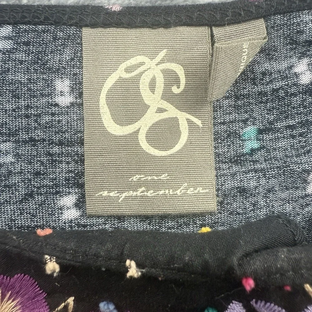 Anthropologie One September Tunic Top Shirt Size Small Embroidered Floral Boho - Picture 4 of 7